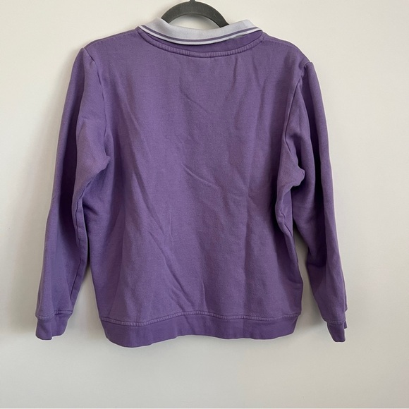 Adrian Daltfeld Lavender Floral Embroidered Collared Sweatshirt Pullover-Size L - Picture 5 of 9